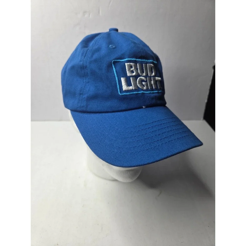 Bud Light Hat Mens Royal Blue Embroidered Logo Adjustable Strapback Dad Cap OSFM